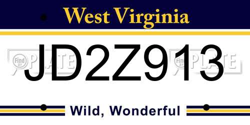 JD2Z913 West Virginia License Plate