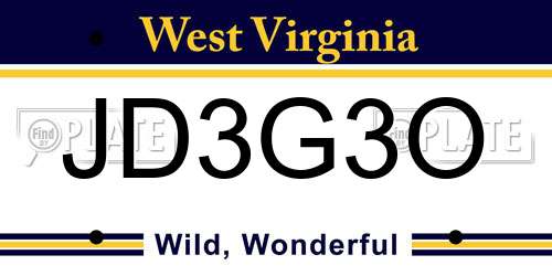 JD3G3O West Virginia License Plate