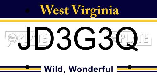 JD3G3Q West Virginia License Plate