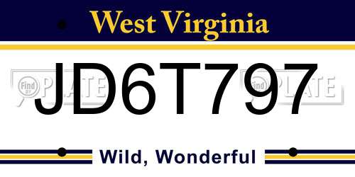 JD6T797 West Virginia License Plate
