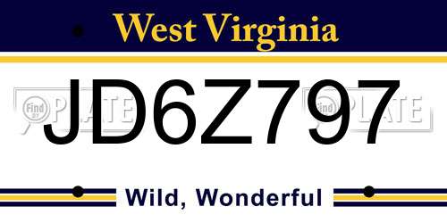 JD6Z797 West Virginia License Plate