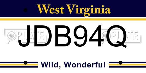 JDB94Q West Virginia License Plate