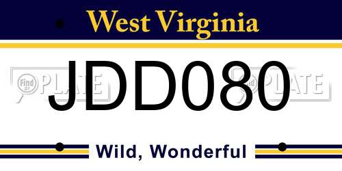 JDD080 West Virginia License Plate