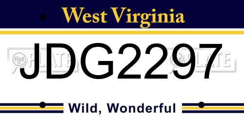 JDG2297 West Virginia License Plate