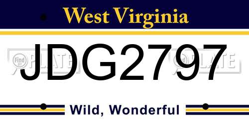 JDG2797 West Virginia License Plate