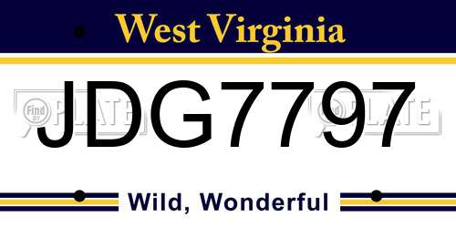 JDG7797 West Virginia License Plate