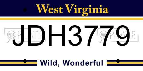JDH3779 West Virginia License Plate