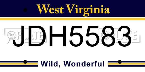 JDH5583 West Virginia License Plate