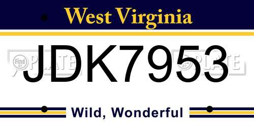 JDK7953 West Virginia License Plate