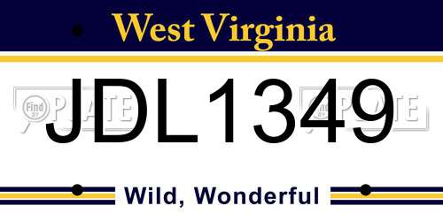 JDL1349 West Virginia License Plate
