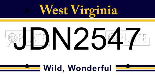 JDN2547 West Virginia License Plate