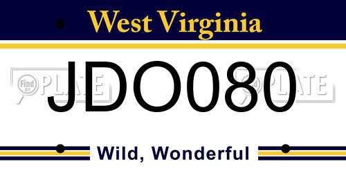 JDO080 West Virginia License Plate