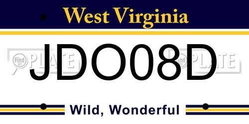 JDO08D West Virginia License Plate