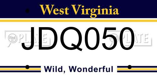 JDQ050 West Virginia License Plate