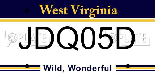 JDQ05D West Virginia License Plate