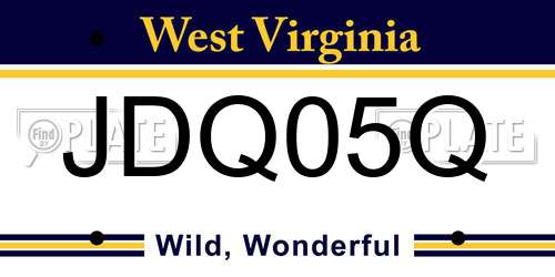 JDQ05Q West Virginia License Plate