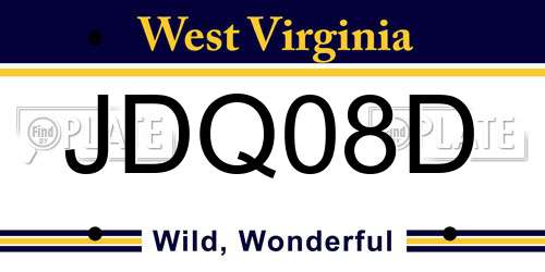 JDQ08D West Virginia License Plate