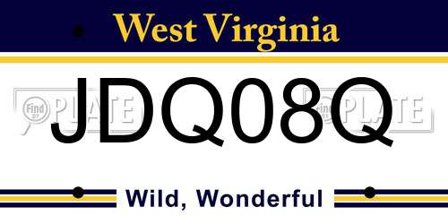 JDQ08Q West Virginia License Plate