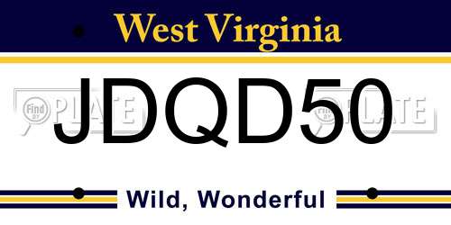 JDQD50 West Virginia License Plate