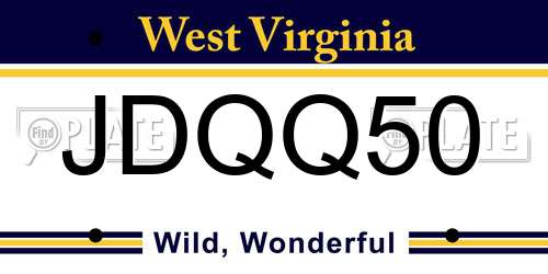 JDQQ50 West Virginia License Plate