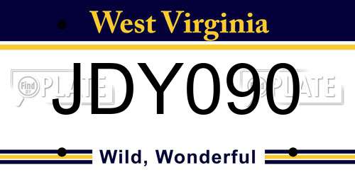 JDY090 West Virginia License Plate