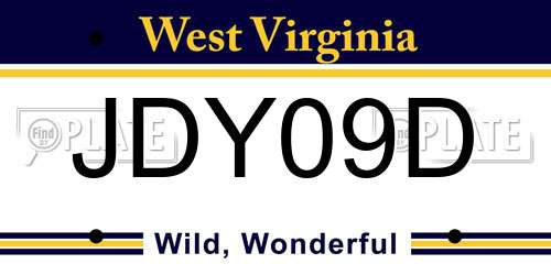 JDY09D West Virginia License Plate