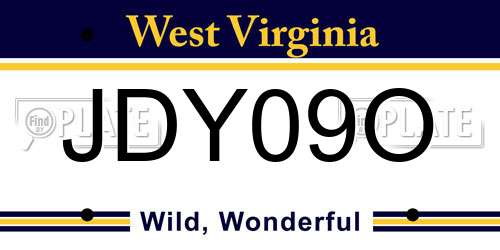 JDY09O West Virginia License Plate
