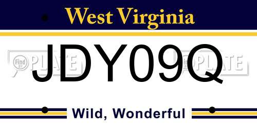 JDY09Q West Virginia License Plate