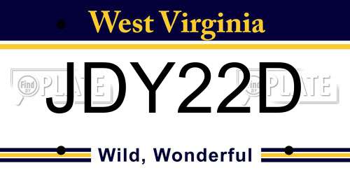 JDY22D West Virginia License Plate