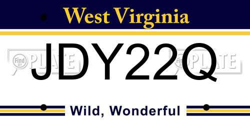 JDY22Q West Virginia License Plate