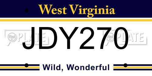 JDY270 West Virginia License Plate