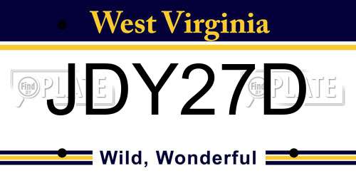JDY27D West Virginia License Plate