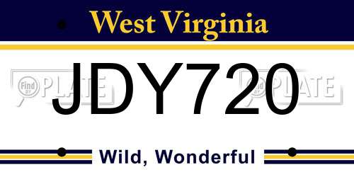 JDY720 West Virginia License Plate