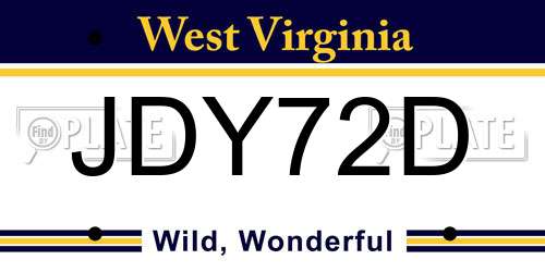 JDY72D West Virginia License Plate