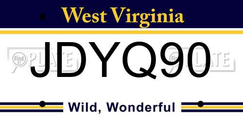 JDYQ90 West Virginia License Plate