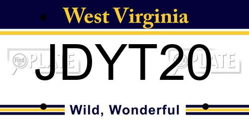 JDYT20 West Virginia License Plate