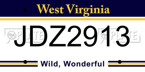 JDZ2913 West Virginia License Plate