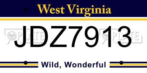 JDZ7913 West Virginia License Plate