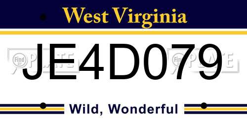 JE4D079 West Virginia License Plate