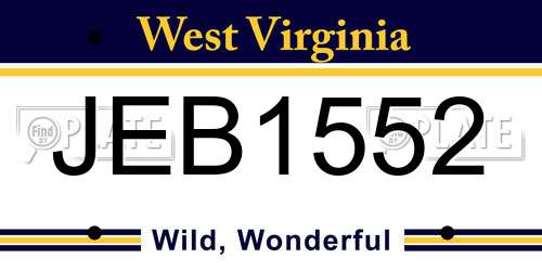 JEB1552 West Virginia License Plate