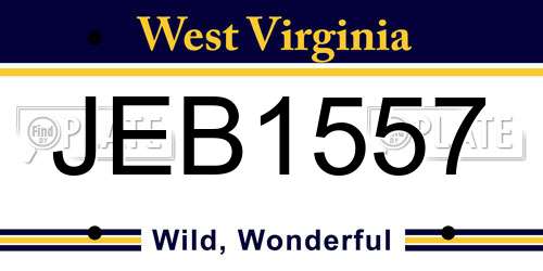 JEB1557 West Virginia License Plate