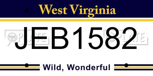 JEB1582 West Virginia License Plate