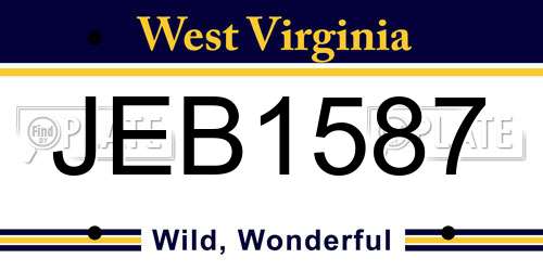 JEB1587 West Virginia License Plate