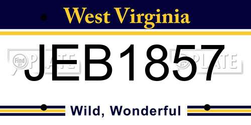 JEB1857 West Virginia License Plate