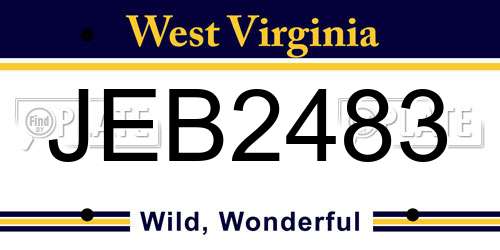 JEB2483 West Virginia License Plate