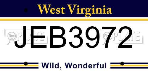 JEB3972 West Virginia License Plate