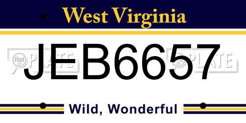 JEB6657 West Virginia License Plate