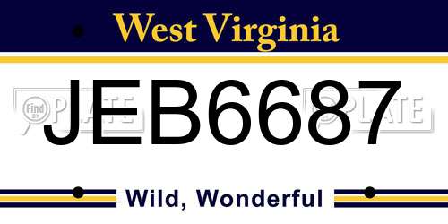 JEB6687 West Virginia License Plate