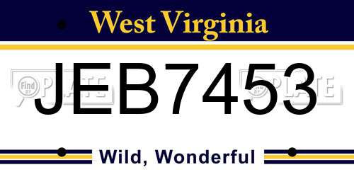 JEB7453 West Virginia License Plate