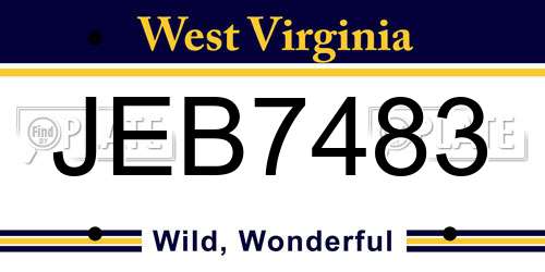 JEB7483 West Virginia License Plate